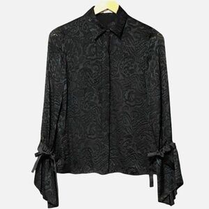 Alice + Olivia Black Paisley Blouse